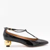 Ferragamo Round Toe T-bar Strap Gold Heel