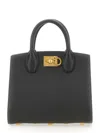 Ferragamo Studio Box Mini Leather Top-handle Bag In Black