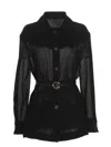 Ferragamo Wool Gauze Jacket In Black