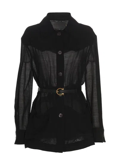 FERRAGAMO SALVATORE FERRAGAMO SEMI-TRANSPARENT WOOL JACKET