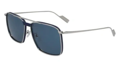 Pre-owned Ferragamo Salvatore  Sf 221sl 030 Palladium Sunglasses With Blue Leather Trim