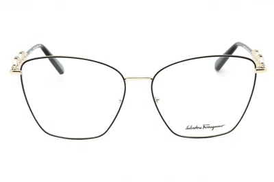 Ferragamo Salvatore  Sf2217 Eyeglasses In Gold/black/clear Demo Lens