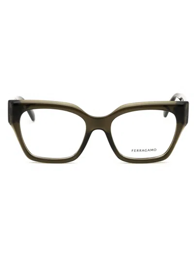 Ferragamo Salvatore  Sf2983n Eyeglasses In Transparent Khaki