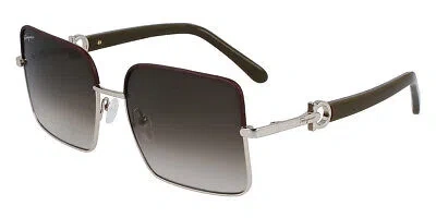 Pre-owned Ferragamo Salvatore  Sf302sl Sunglasses Gold/brown Square 60mm 100% Authentic