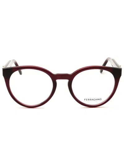 Ferragamo Salvatore  Sf3032e Eyeglasses In Transparent Burgundy/clear Demo Lens