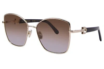 Pre-owned Ferragamo Salvatore  Sf312sr 745 Sunglasses Women's Gold/brown Gradient 60mm