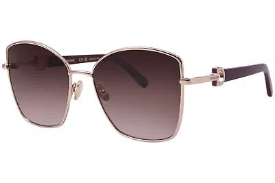 Pre-owned Ferragamo Salvatore  Sf312sr 773 Sunglasses Women's Rose Gold/wine Gradient 60mm In Red