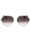 Ferragamo Geometric-frame Sunglasses In Gold/brown Gradient