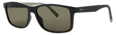 Ferragamo Salvatore  Sf938s Men's Acetate Sunglasses With Case, 57-15-150 In 338 - Dark Green / Beige / Green Tint