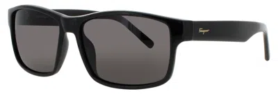Ferragamo Salvatore  Sf960s Men's Acetate Sunglasses 58-15-140 With Case In 001 - Black / Grey Tint