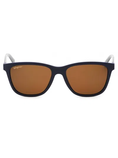 Ferragamo Salvatore  Sf998s Sunglasses In Matte Blue / Brown