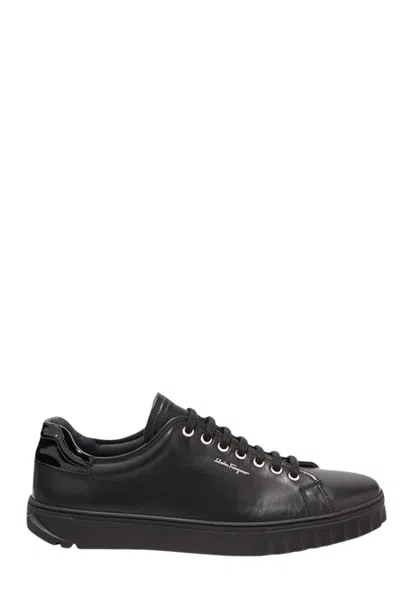 FERRAGAMO SALVATORE FERRAGAMO SHARK-TOOTH DETAILED LEATHER SNEAKERS