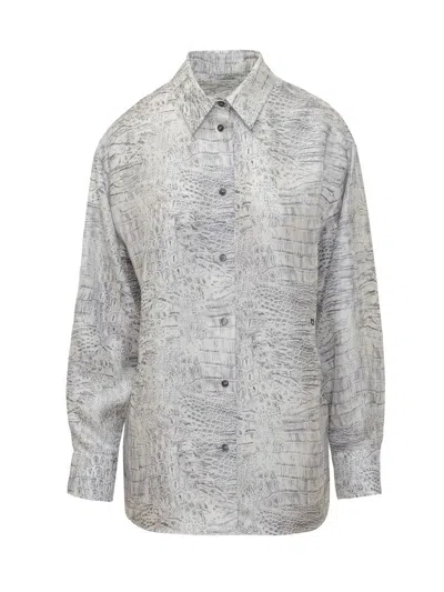 Ferragamo Animal-print Shirt In Gray