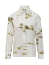 Ferragamo Floral Silk Button-up Shirt In White
