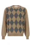 Ferragamo V-neck Argyle Virgin-wool Sweater In Multi