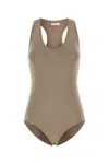Ferragamo Cappuccino Stretch Viscose Blend Bodysuit In Beige