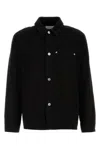 Ferragamo Denim Shirt With Chest Pocket And Textured Fabric In Black