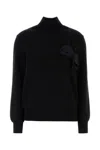 Ferragamo Floral Insert Sweater Sweaters And Cardigans Black In Black