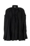 Ferragamo Pleated Kaftan Shirt In Black Black