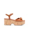 Ferragamo Selna Leather Bow Platform Sandals