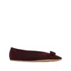 Ferragamo Bow Detail Flat Sole Ballerina Shoes In Burgundy