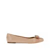 Ferragamo Varina Patent Bow-detail Ballet Flats In Neutral