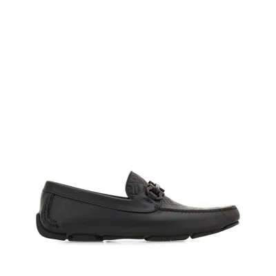 Ferragamo Mens Black Parigi Buckled Leather Driver Shoes In Nero
