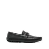 Ferragamo Leather Loafers With Metal Bit Detail In Black
