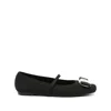 Ferragamo Square Toe Ballet Flats In Black