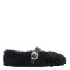 Ferragamo Gancini Ornamental Ballet Flats In Shearling In Black