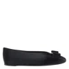 Ferragamo Leather Round Toe Ballerina Shoes With Bow Detail In Black