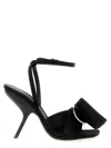Ferragamo Asymmetric-bow Satin Sandals In Black