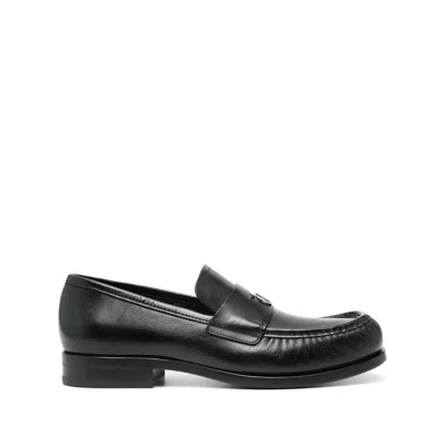 Ferragamo Man Penny Loafer With Gancini Ornament In Black