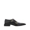 Ferragamo Double Monkstrap Leather Loafers In Black