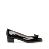 Ferragamo Vara Bow-embellished Patent-leather Pumps In Black