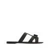 Ferragamo Lilou Vara Plate Flat Slides In Black