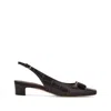 Ferragamo Rivada 30 Croc-embossed Slingback Pumps In Brown