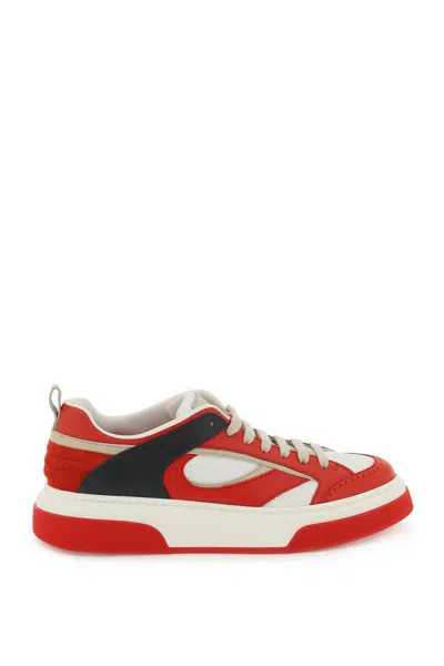 Ferragamo Cassina Leather-trim Sneaker In Red