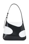 Ferragamo Two-tone Leather And Canvas Cut Out L Shoulder Bag In 010