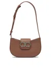 Ferragamo Textured Leather Shoulder Bag In Brown