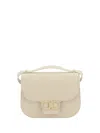 Ferragamo Geometric Lines Leather Shoulder Bag In Beige