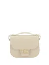 Ferragamo Geometric Lines Leather Shoulder Bag In Beige