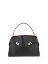Ferragamo Leather Hug Soft Shoulder Bag In Black