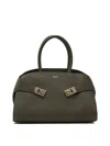 Ferragamo Structured Top Handle Shoulder Bag In Green