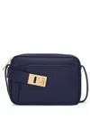 Ferragamo Calf Leather Shoulder Bag With Sleek Design And Gold Hardware In Blue