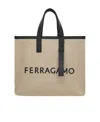 FERRAGAMO LOGO-EMBOSSED LEATHER TOTE BAG