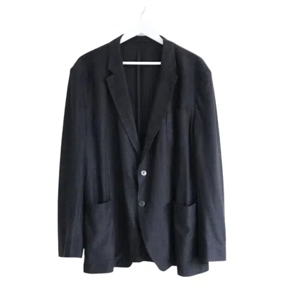 Pre-owned Ferragamo Salvatore  Silk & Linen Jersey Sports Jacket In Black