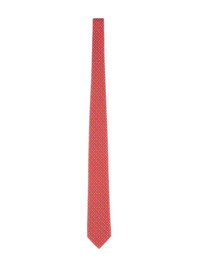 Ferragamo Silk Tie In Red