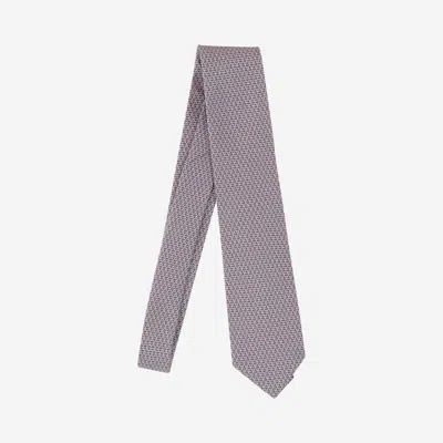Ferragamo Salvatore  Silk Tie With Geometric Pattern In Purple