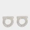 Ferragamo Silver Earrings With Rhinestone Embellishment In Silver